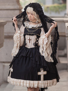 Classical Lolita Dress Chiffon Sleeveless Lolita Dresses Apricot