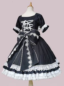 Classical Lolita Dress Cotton Sleeveless Black Lolita Dresses