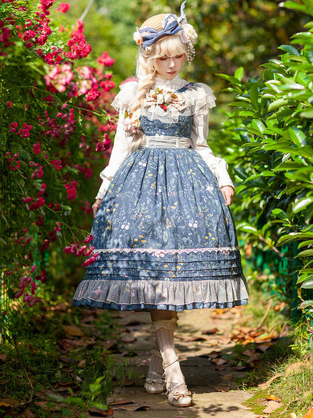Classical Lolita Dress Cotton Sleeveless Lolita Dresses Teal
