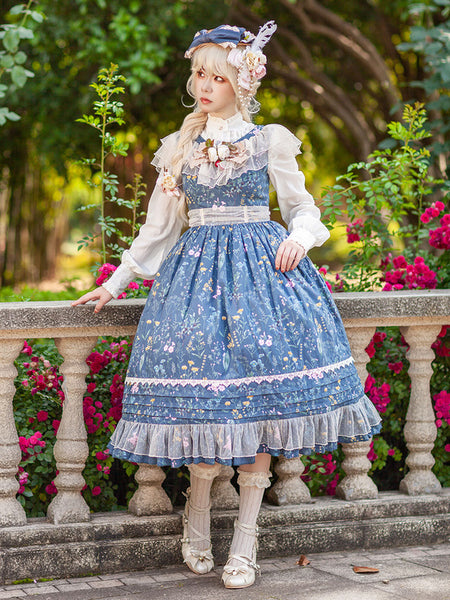 Classical Lolita Dress Cotton Sleeveless Lolita Dresses Teal