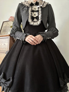 Classical Lolita Dress Polyester Bows Lolita Dresses Long Sleeves Stripes Classic Black