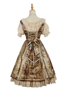 Classical Lolita Dress Polyester Bows Lolita Dresses Sleeveless Golden