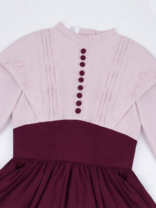 Classical Lolita Dress Polyester Long Sleeves Lolita Dresses Classic Burgundy