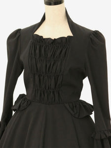 Classical Lolita Dress Polyester Ruffles Long Sleeves Lolita Dresses Classic Black