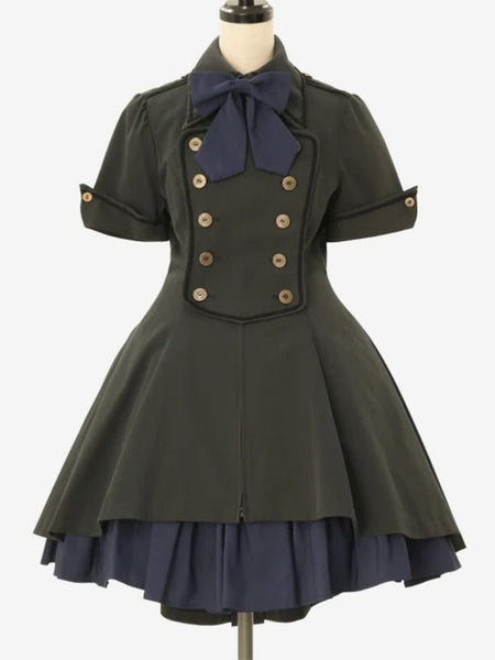 Classical Lolita Dress Polyester Short Sleeves Classic Lolita Dresses Black