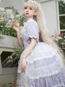 Classical Lolita Dress Polyester Short Sleeves Lavender Lolita Dresses
