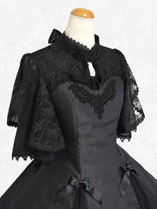 Classical Lolita Dress Polyester Short Sleeves Lolita Dresses Classic Black
