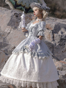 Classical Lolita Dress Polyester Short Sleeves Lolita Dresses Classic Gray