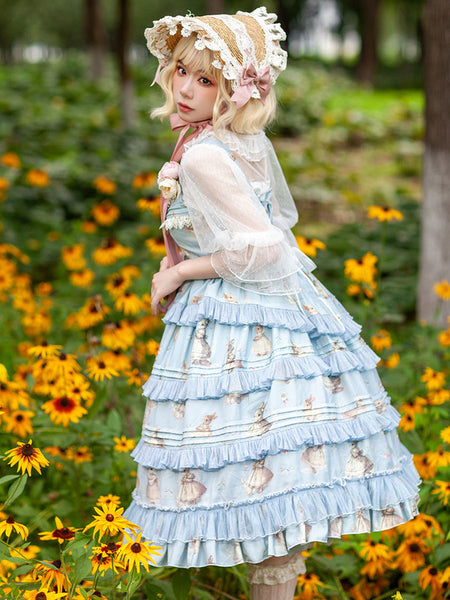 Classical Lolita Dress Polyester Sleeveless Classic Lolita Dresses Deep Blue