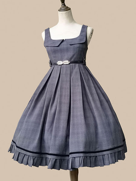 Classical Lolita Dress Polyester Sleeveless Deep Blue Lolita Dresses
