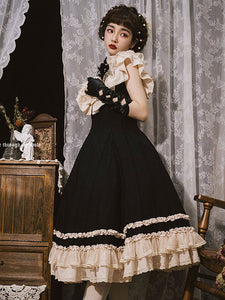 Classical Lolita Dress Polyester Sleeveless Lace Lolita Dresses Classic Black