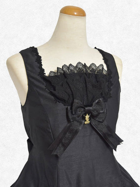 Classical Lolita Dress Polyester Sleeveless Lolita Dresses Classic Black