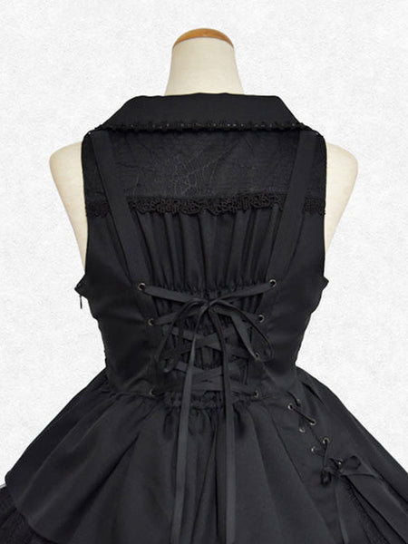 Classical Lolita Dress Polyester Sleeveless Lolita Dresses Classic Black
