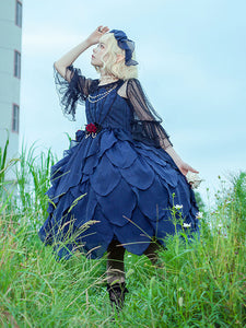 Classical Lolita Dress Tulle Sleeveless Deep Blue Lolita Dresses