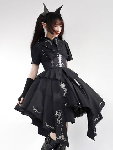 Costumes Military Uniform Lolita Army Cross Metal Details Black Black