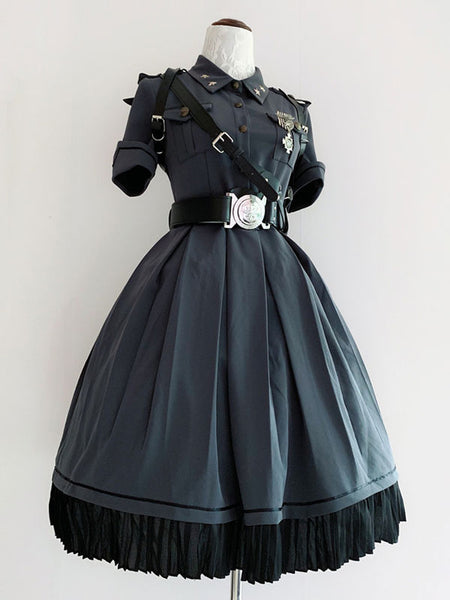 Costumes Military Uniform Lolita Army Metal Details Fringe Burgundy Hunter Green