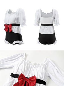 Dark Navy Lolita Outfits Ruffles Bows Short Sleeves Swimsuit