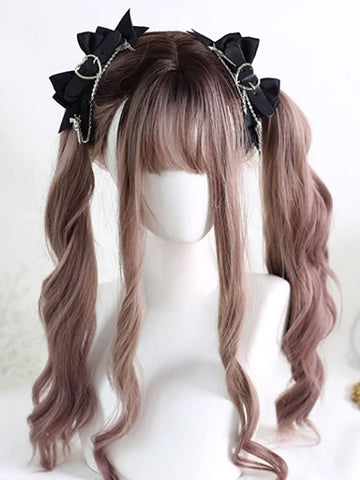 Gothic Lolita Accessories Black Chains Bows Headwear Polyester Miscellaneous