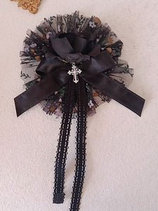 Gothic Lolita Accessories Black Flowers Ruffles Polyester Headwear Miscellaneous