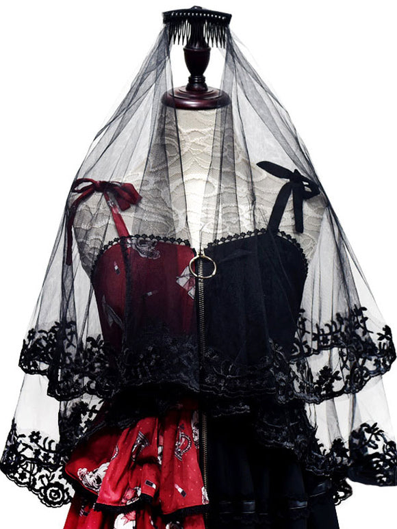 Gothic Lolita Accessories Black Lace Lace Headwear Polyester Fiber Miscellaneous