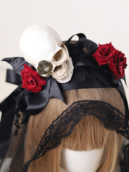 Gothic Lolita Accessories Black Rose Lace Headwear Polyester Miscellaneous