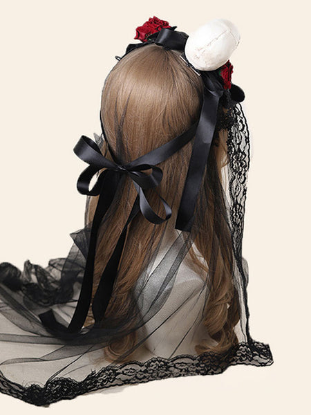 Gothic Lolita Accessories Black Rose Lace Headwear Polyester Miscellaneous