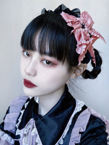 Gothic Lolita Accessories Black Ruffles Bows Headwear Polyester Miscellaneous