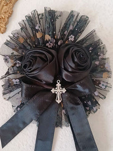 Gothic Lolita Accessories Black Ruffles Flowers Headwear Polyester Miscellaneous