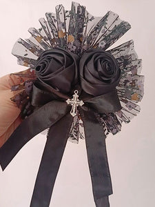Gothic Lolita Accessories Black Ruffles Flowers Headwear Polyester Miscellaneous