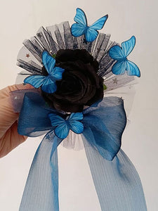Gothic Lolita Accessories Blue Flowers Bows Butterfly Polyester Headwear Miscellaneous