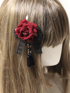Gothic Lolita Accessories Burgundy Fringe Lace Headwear Polyester Miscellaneous