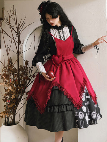 Gothic Lolita Accessories Burgundy Ruffles Lace Apron Polyester Miscellaneous