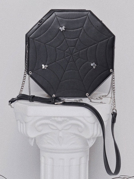 Gothic Lolita Bag Black Butterfly Pattern PU Leather Handbag Lolita Accessories