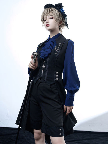 Gothic Lolita Bloomers Metal Details Straight Black Lolita Shorts