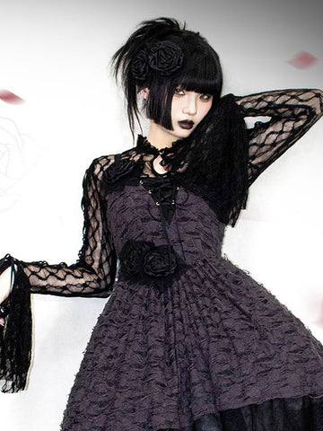 Gothic Lolita Blouses Lolita Top Lace Long Sleeves Top Black Lolita Shirt