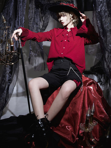 Gothic Lolita Blouses Ouji Style Red Lolita Top Long Sleeves Lolita Shirt