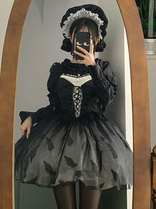 Gothic Lolita Blouses Ruffles Long Sleeves Blouse Lolita Top Black Lolita Shirt