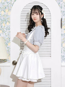 Gothic Lolita Blouses Ruffles Lace Short Sleeves Lolita Top Blouse White Lolita Shirt