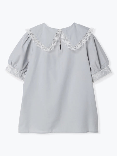 Gothic Lolita Blouses Ruffles Lace Short Sleeves Lolita Top Blouse White Lolita Shirt