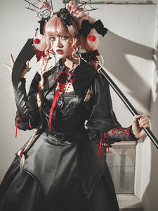 Gothic Lolita Coats Black Lace Up Polyester Overcoat Top Summer Lolita Outwears