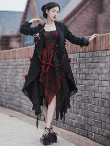 Gothic Lolita Coats Black Ruffles Polyester Overcoat Coat Fall Lolita Outwears