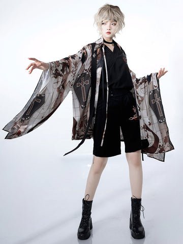 Gothic Lolita Coats Ouji Style Gray Coat Cross Overcoat Polyester Summer Lolita Outwears