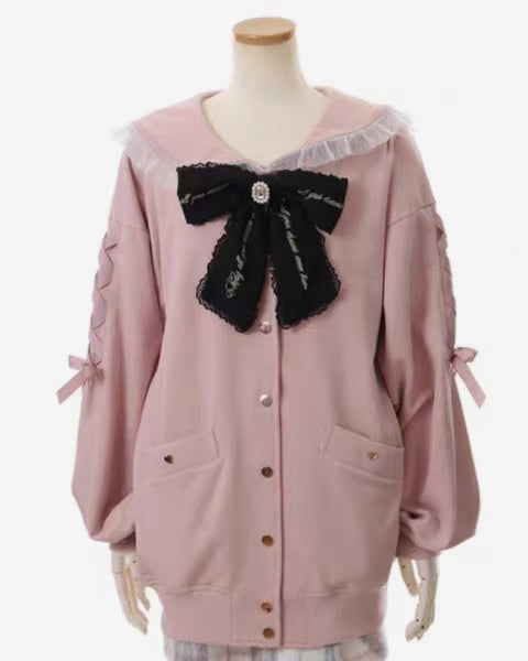 Gothic Lolita Coats White Ruffles Bows Polyester Overcoat Coat Fall Lolita Outwears