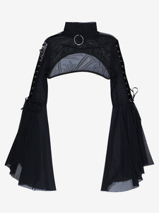 Gothic Lolita Cover-ups Black Grommets Lace Up Top Polyester Lolita Outwears