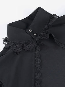 Gothic Lolita Cover-ups Black Ruffles Top Lace Polyester Cover-Up Lolita Outwears
