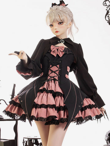 Gothic Lolita Dresses Bows Lace Pink Pink