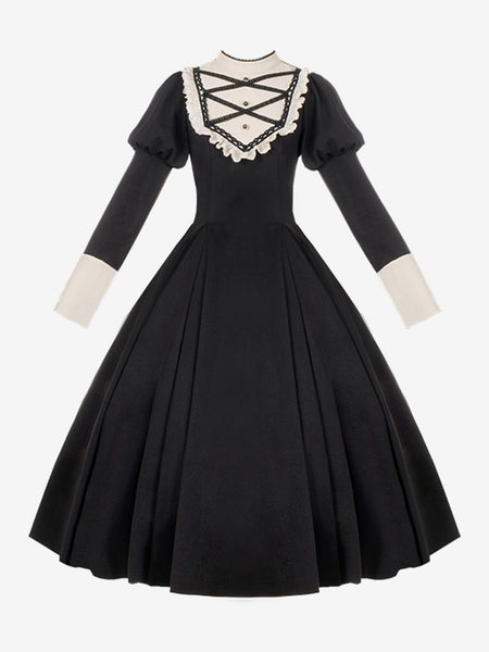 Gothic Lolita Dresses Bows Ruffles Black Black