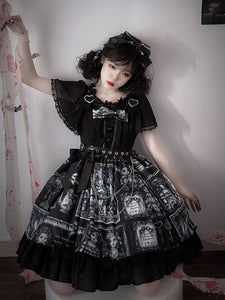 Gothic Lolita Dresses Bows Ruffles Black White