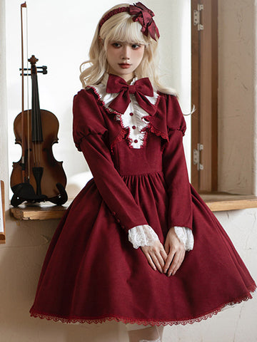 Gothic Lolita Dresses Bows Ruffles Burgundy Burgundy