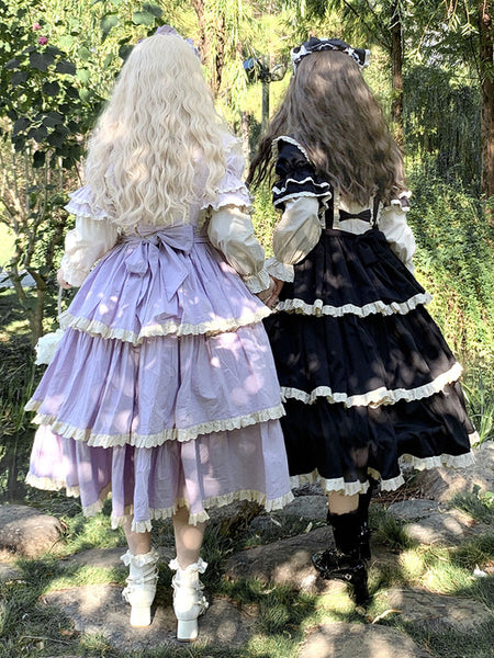 Gothic Lolita Dresses Bows Ruffles Purple Purple